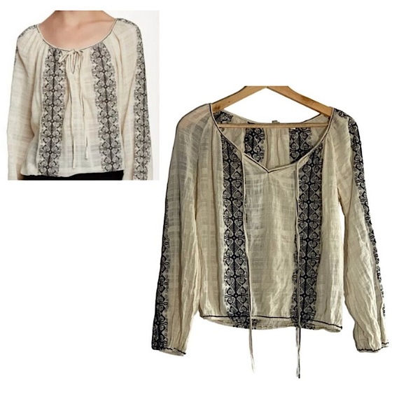Max Studio Tops - Max Studio Embroidered Long Sleeve Peasant Top